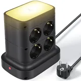 Glovios Mehrfachsteckdose mit USB,7 Fach Steckdosenleiste mit Schalter Mehrfachstecker,Mit Einstellbarem LED-Licht,Mehrfachstecker Überspannungsschutz,Steckerleiste mit 2M Verlängerungskabel