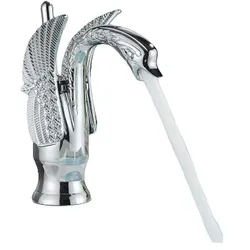 KLARWERK ADRIAN | Design Edelstahl Badarmatur  in Schwan Optik | Chrom glänzend luxuriöse Waschtischarmatur Hotel Gastronomie | Mischbatterie Bad 2 Anschlüsse