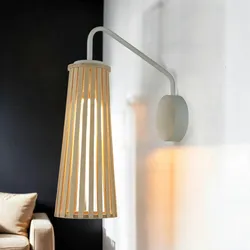 Licht-Erlebnisse Wandleuchte DOVER Holz Weiß Metall LE35629