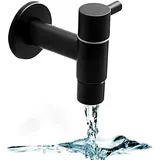 Wand Bad Wasserhahn, Bad Kaltwasser Armatur, Schwarz Mopp Pool Wasserhahn, Wasserhahn aus Schwarzem Edelstahl, Mop Pool Wasserhähne, für Bäder, Waschbecken, Waschküchen, Küchen, Gärten