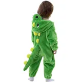 LOLANTA Baby Dinosaurier Drachen Flanell-Kostüm mit Kapuze, Weihnachts Geburtstags Geschenk für Kleinkind (15-18 Monate, grün) - 15-18 Monate