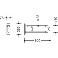 Hewi Stützklappgriff Serie 801 lichtgrau Wandstützgriff