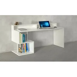 Dmora Schreibtisch Dcheddir, linearer Schreibtisch mit Ablagefächern, Mehrzweck-Büroschreibtisch mit Platte, 180x60h93 cm, Weiß