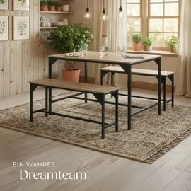 Tectake tectake® Sitzgruppe, 3-teilig, Industrial Style, mit höhenverstellbaren Kunststofffüßen