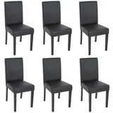 MCW 6er-Set Esszimmerstuhl Stuhl Küchenstuhl Littau ~ Kunstleder, schwarz matt, dunkle Beine