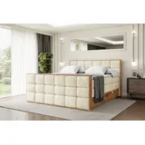 altdecor Boxspringbett mit Matratze Topper, Polsterbett mit Bettkasten, LOLLI2-Z KING - Beige