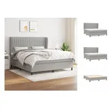 vidaXL Boxspringbett mit Matratze Hellgrau 180x200 cm Stoff