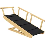 PawHut Hunderampe Klappbar Haustierrampe mit abnehmbaren Geländern, rutschfest, Hundeeinstiegshilfe bis 40 kg, 85 x 40 x 78,5 cm, Naturholz   Aosom.de