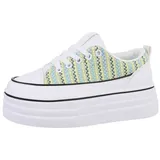 Ital-Design Low-Top Freizeit Sneaker Damen Gelb/Weiß 37