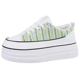 Ital-Design Low-Top Freizeit Sneaker Damen Gelb/Weiß 37