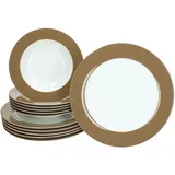 Ritzenhoff & Breker Ritzenhoff Nougat Doppio 12tlg Tafelservice Braun 6 Pers Essteller Suppenteller
