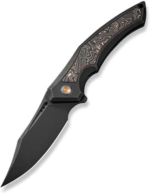 We Knife Orpheus Black Titanium Integral Handle With Copper Foil Carbon Fiber Inlay WE23009-3