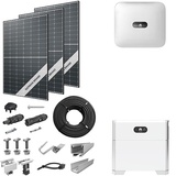 PV-Komplettanlage 10 kWp mit Huawei Wechselrichter 10 kW + Stromspeicher 5,0 kWh, 24 Solarmodulen Glas-Glas black frame & Montagesystem Aufdach (* 0% MwSt. gem. §12 Abs. 3 UstG)