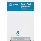 Kopp Spar-Pack: 6 Schutzkontakt-Steckdosen mit erhöhtem Berührungsschutz, 250 V, Stahl,912120010