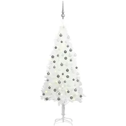 vidaXL Künstlicher Weihnachtsbaum mit Beleuchtung & Kugeln Weiß 120 cm