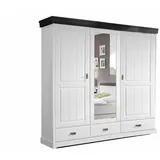 Kleiderschrank Schrank Kasten 3-türig 3trg. ROMAN Kiefer massiv Weiss Colonial