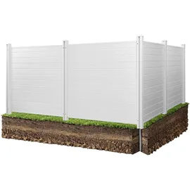 Vevor Lamellenzaun 127 x 127 cm Weiß PVC 4 St.