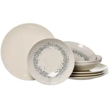 Ritzenhoff & Breker Cecina Tafel-Set 8-teilig, Speiseteller (26 cm) und Suppenteller (21 cm) für 4 Personen, Modernes Trendgeschirr, Steinzeug, Creme - Graphit