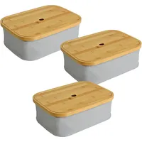 Estexo Faltbarer Bambuskorb Aufbewahrungsbox 35x25x12 cm 3er Set Aufbewahrungskorb