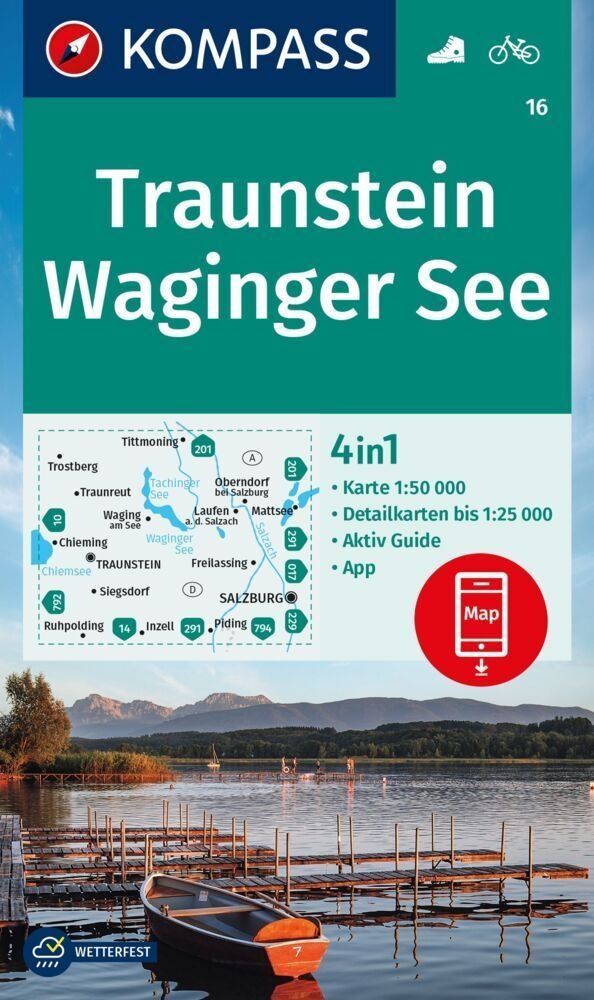 Kompass Wanderkarte 16 Traunstein  Waginger See 1:50.000  Karte (im Sinne von Landkarte)