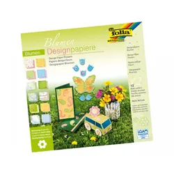 Folia Designpapiere »Blumen«, 190 g/m2, 30,5 x 30,5 cm, 12 Blatt