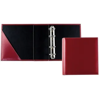DELMON VARONE - Personalisierbarer Ringbuch-Ordner DIN A5 XXL Cambridge Top Grain Leder Rot - Echtleder Ringbuch Sammelmappe zum Abheften von Dokumenten, Urkunden & Akten - Ordner mit Einsteckfach