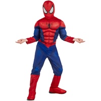 Rubie's Offizielles Marvel Spider-Man Kinderkostüm Spider-Man, Größe 3 – 4 Jahre, Kostüm mit gepolstertem Muskeloverall, Sturmhaube mit Klettverschluss und Stiefelüberzug