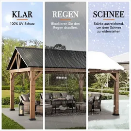 Sunjoy Gazebo Rebra Zedernholz 404 cm x 465 cm Anthrazit FSC®