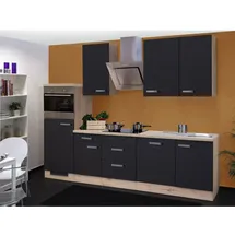 Flex-Well Küchenzeile Lara 280 cm Anthrazit-San Remo Eiche