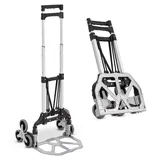 Juskys Treppensackkarre klappbar & bis 80 kg - Alu Mini Sackkarre für Treppen - Handschuhe & Seile