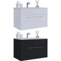 VCM 2.-tlg. Waschplatz Waschtisch Badinos 1 Schublade - Schwarz