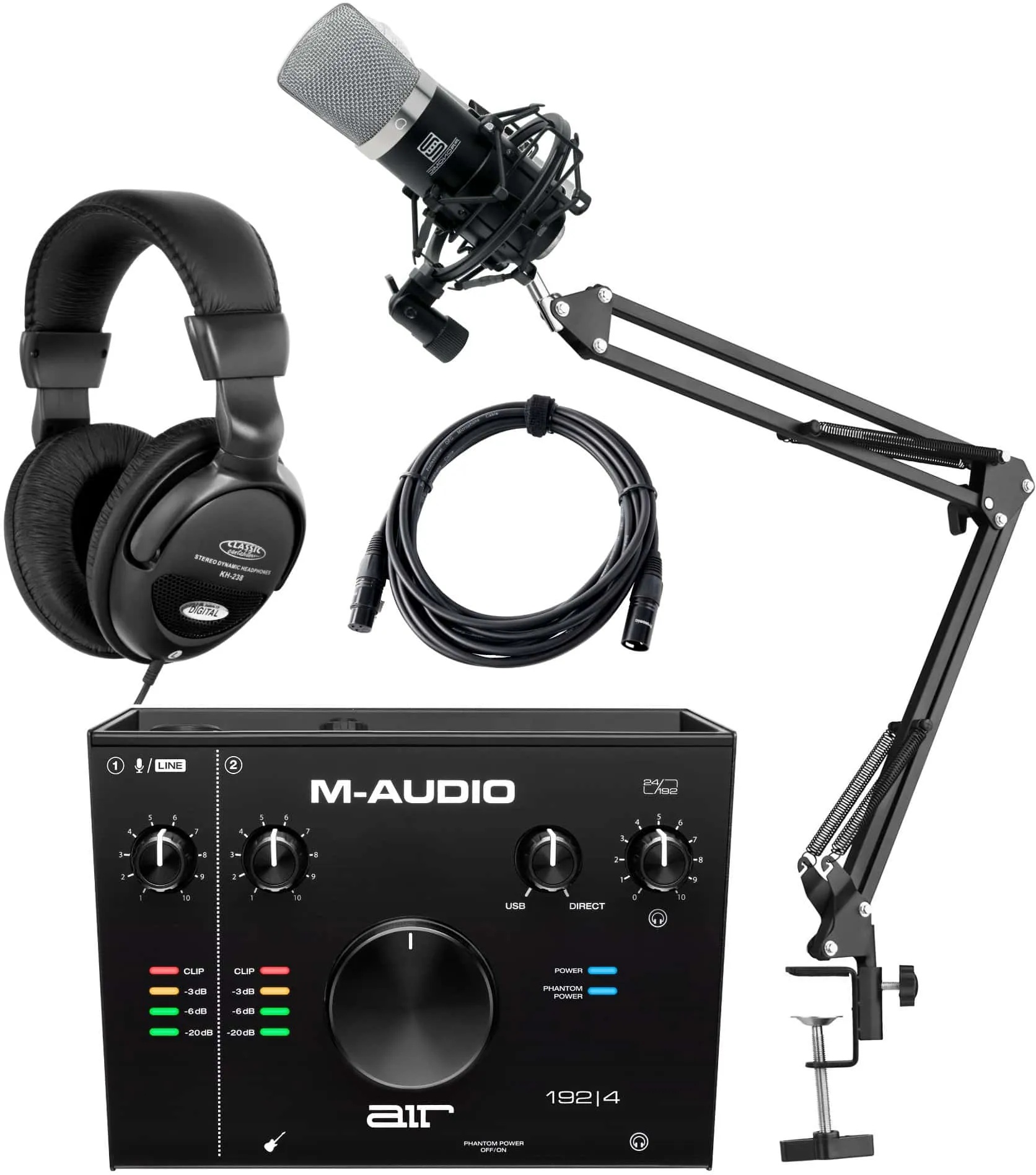 M-Audio AIR 192|4 USB Audio Interface Podcast Set