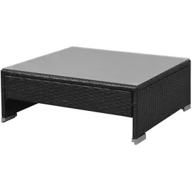 vidaXL 7-tlg. Garten-Lounge-Set mit Sonnendach Poly Rattan Schwarz