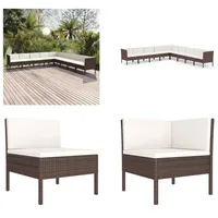 vidaXL 9 tlg. Garten Lounge Set mit Auflagen Poly Rattan Braun - Garten-Sofagarnitur - Garten-Sofagarnituren - Gartensofa-Set - Gartensofa-Sets - Braun