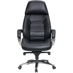 AMSTYLE Bürostuhl Echtleder Schwarz 120 kg