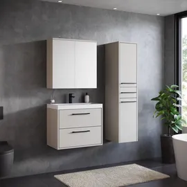 Badplaats Badezimmerschrank, Florence mit 2 Türen Cashmere - 30 x 35 x 130 cm Badezimmer, Badezimmerschränke, Midischränke