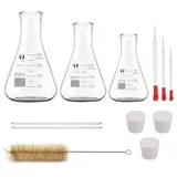 luxuskollektion Glas Erlenmeyerkolben Set 250ml 200ml 150ml mit Messzylinder