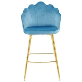 SalesFever Barhocker 2er Set Höhe 100 cm blau/goldfarben