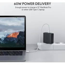 Aukey USB-C Ladegerät mit Dynamic Detect & GaNFast Tech, USB-Ladegerät mit 60W