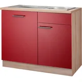 wiho Küchen Spülenschrank »Montana«, 110 cm breit, inkl. Tür/Griff/Sockel für vollint. Geschirrspüler, rot