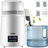 Vevor 4 L Wasserdestilliergerät 750 W Destillierer Edelstahl Wasserdestilliergerät 1 L/Std Doppelte Temperaturanzeige Wasserdestilliergerät