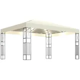 vidaXL Pavillon mit LED-Lichterkette 3x4 m Creme Stoff