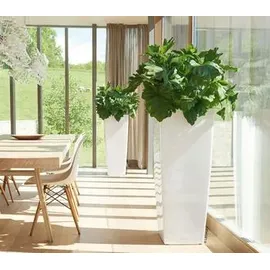 LECHUZA Cubico Alto Komplettset 40 x 40 x 105 cm weiß hochglanz
