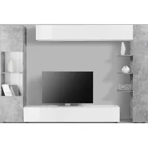 INOSIGN Wohnwand INOSIGN "Sorano", weiß (weiß matt, weiß hochglanz lack, beton, optik), Kastenmöbel-Sets, Wohnwand, Kompaktwohnwand mit viel Stauraum