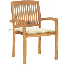 vidaXL Stapelbare Gartenstühle mit Kissen 59,9 x 96,1 x 27,8 cm creme 8 St.