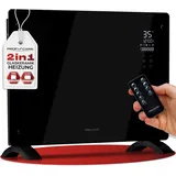 ProfiCare ProfiCare® Elektroheizung mit Glasfront & X-Shape Heizelement | mobiler Heizkörper auch für Wandmontage geeignet | Konvektor Heizung mit 2 Heizs... | schwarz