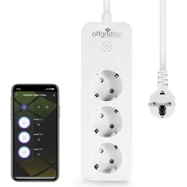 Offgridtec Smarte 3-fach Steckdosenleiste mit Smart Life- oder Tuya-App 1,8m Kabel