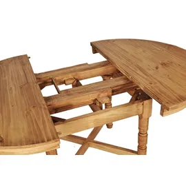 MiaMöbel Mexico Esstisch 120cm - rund, Ausziehbar Massivholz Pinie Mexiko Möbel Mexikanisch