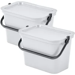 WellHome - 2x5L Mülleimer-Set mit Griff, Fashion Collection, Weiß