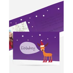 Foto Weihnachtseinladung selbst gestalten mit Spruch und Fotos im Onlinedesigner bei Meine-Kartenmanufaktur.de